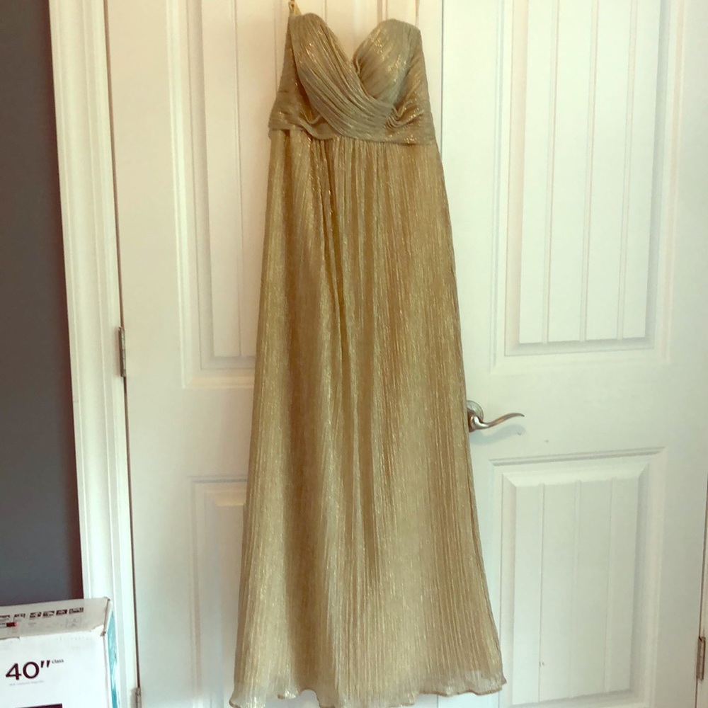 Gold shimmer bridesmaid gown